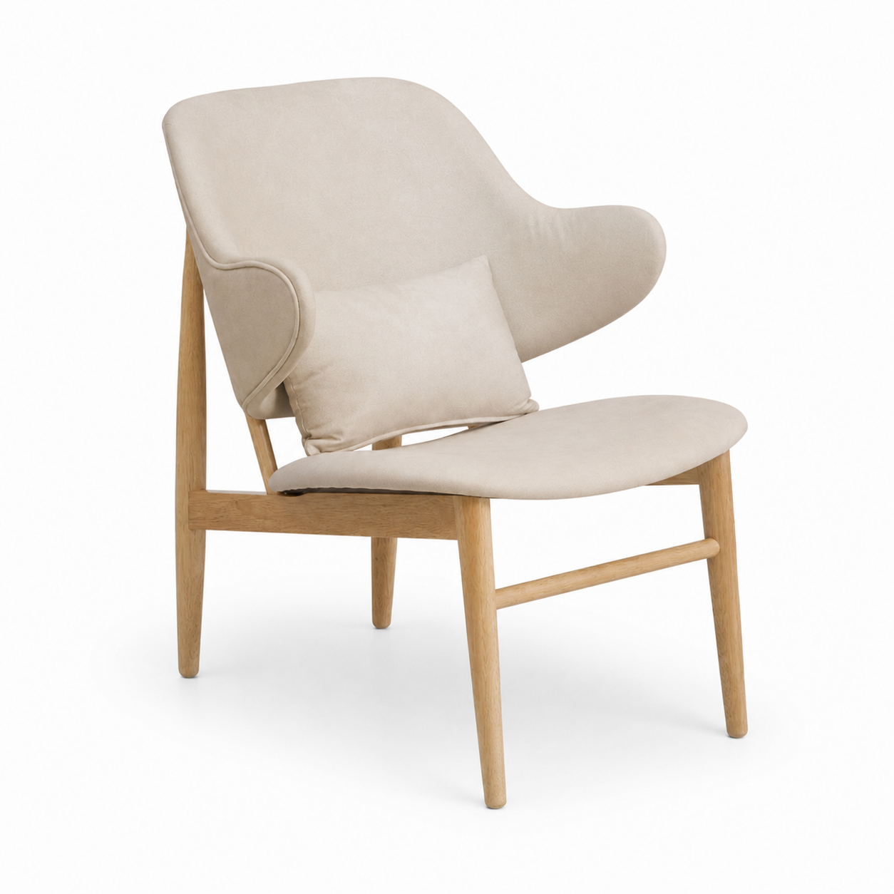 Bolivia Fabric Lounge Chair - Natural Frame, Beige Fabric
