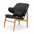 Bolivia PU Lounge Chair - Natural Frame, Black PU