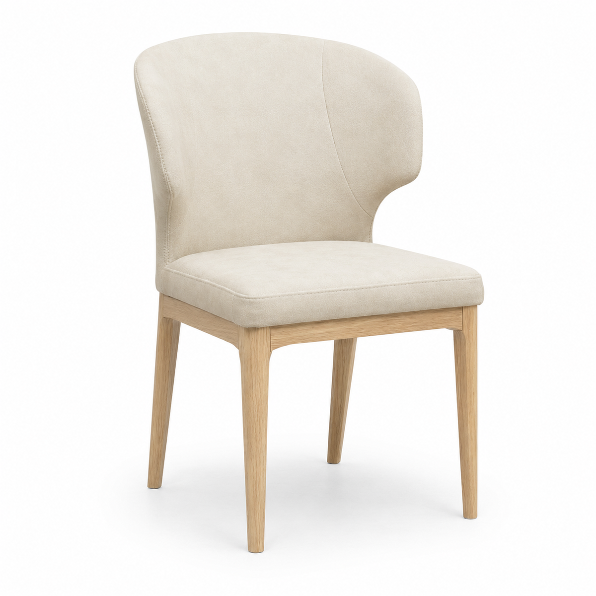 Bull Dining Chair - Natural Frame, Beige Fabric