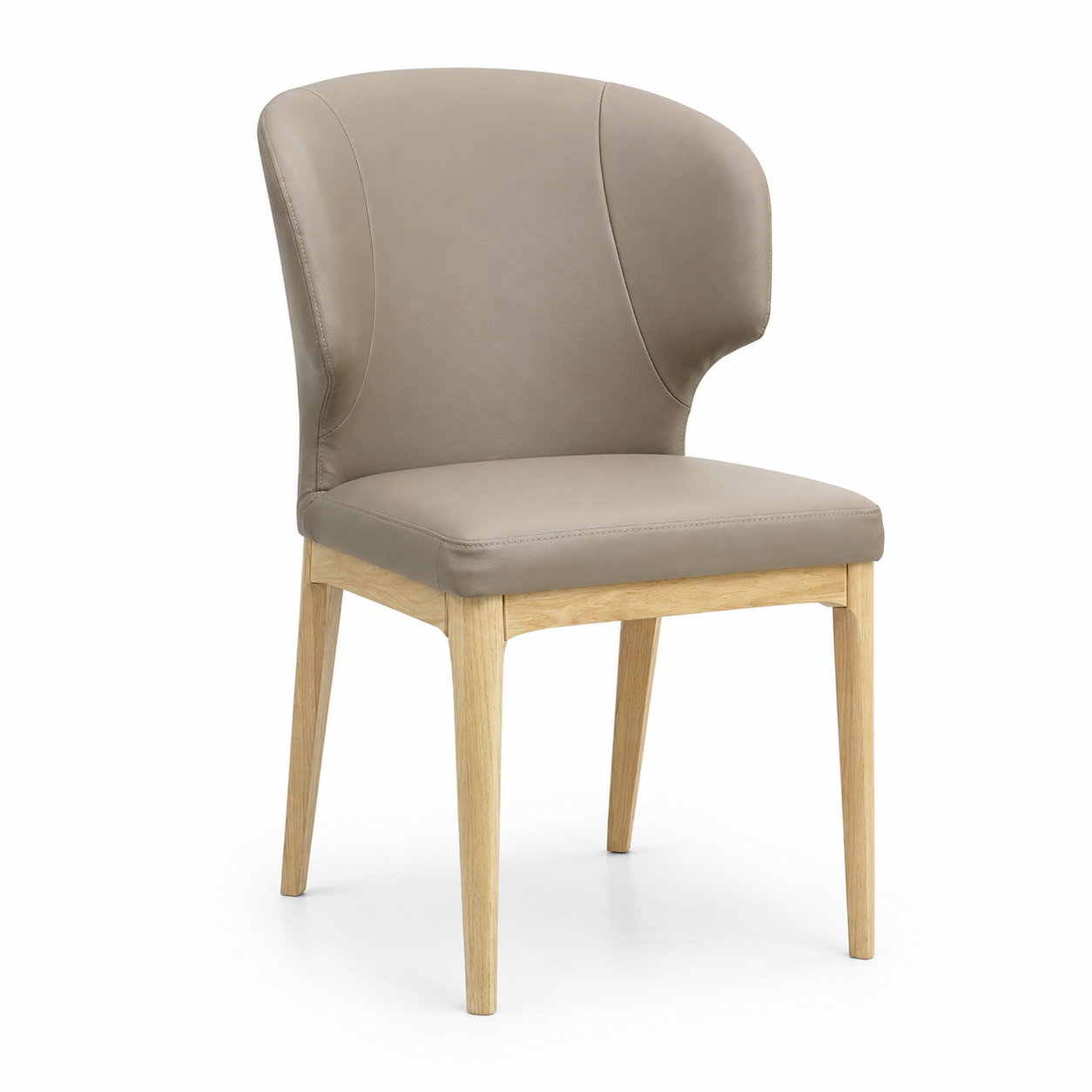 Bull Dining Chair - Natural Frame, Stone PU