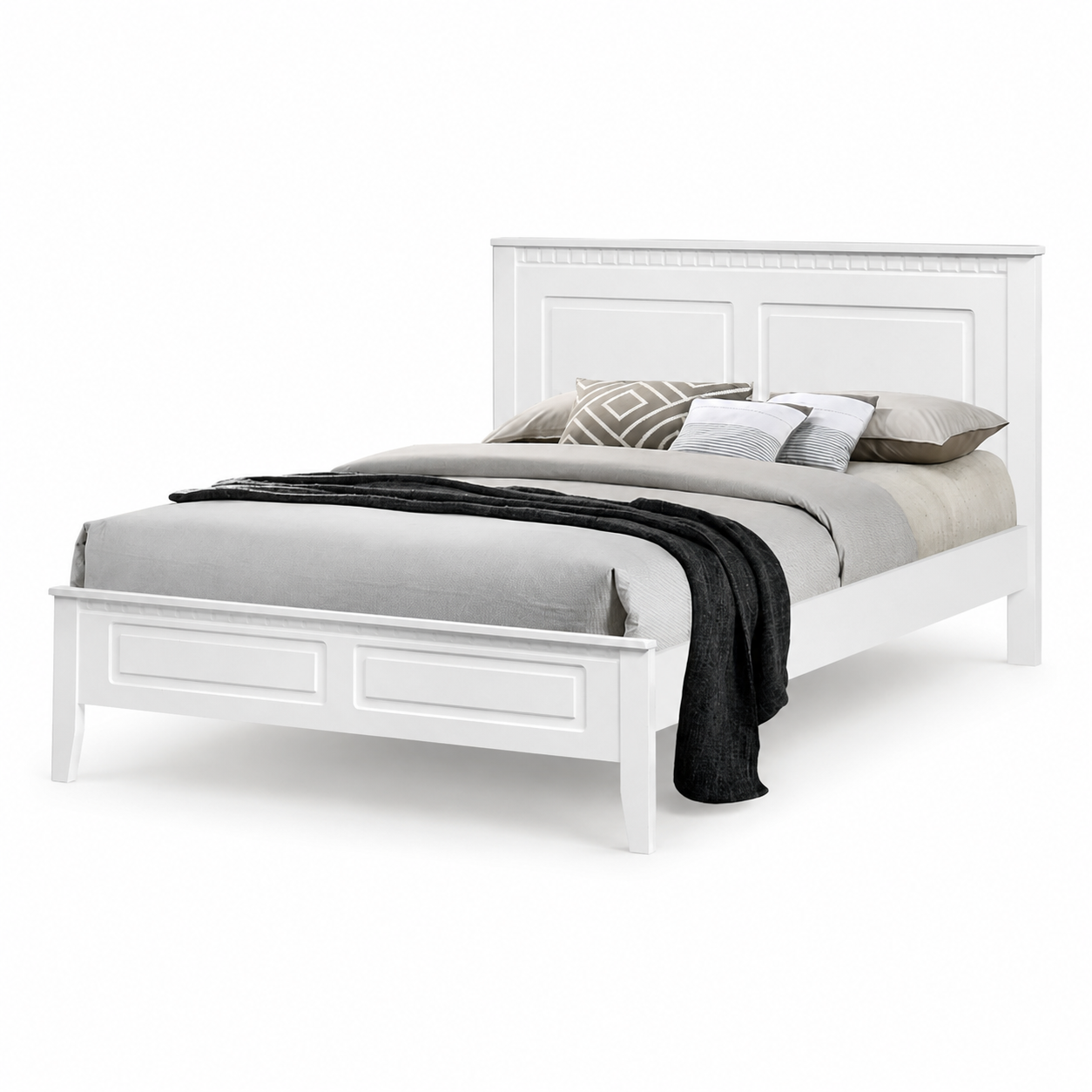 Darwin Wooden Bedframe Only - White (Queen Size)
