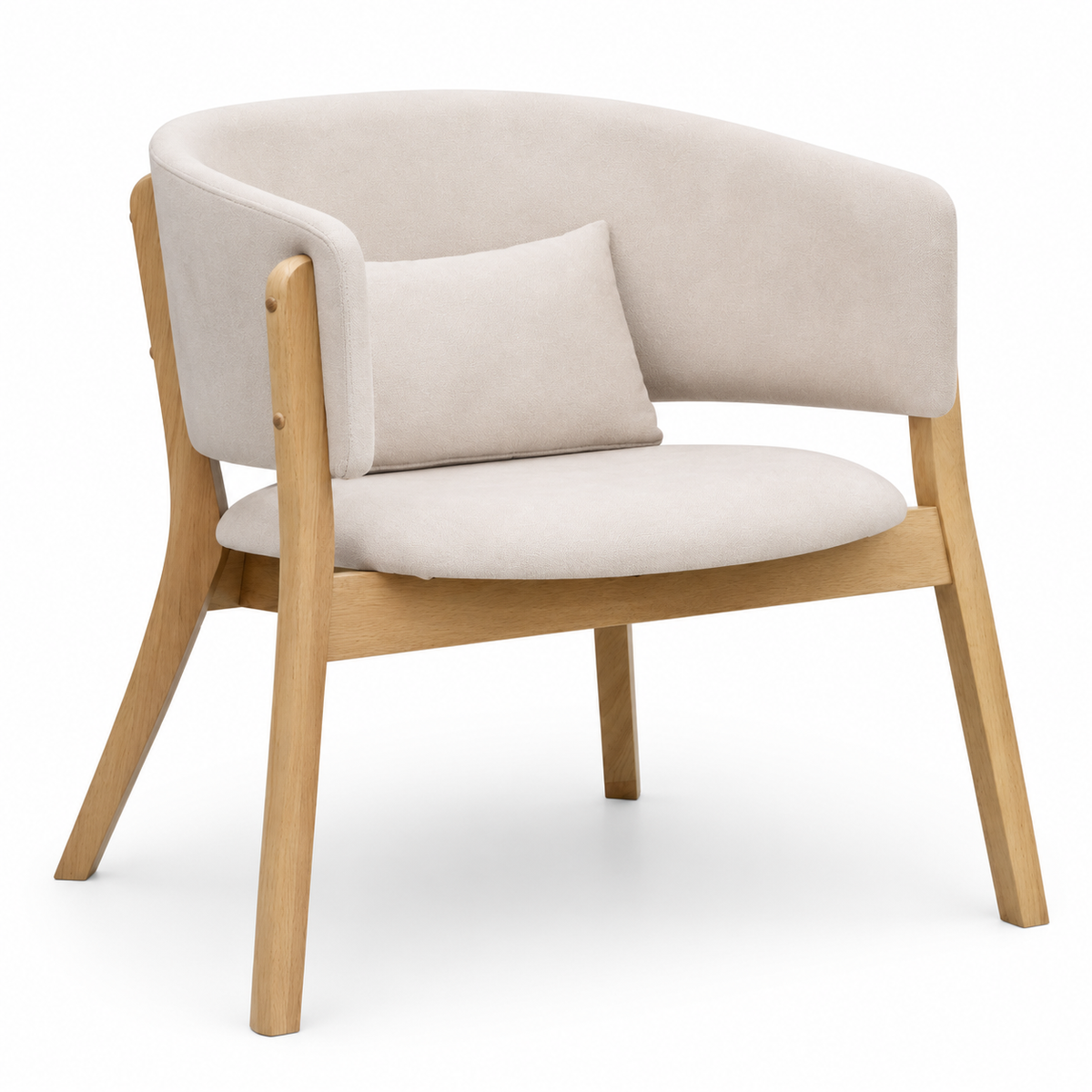 Espresso Lounge Chair - Natural Frame, Beige Fabric
