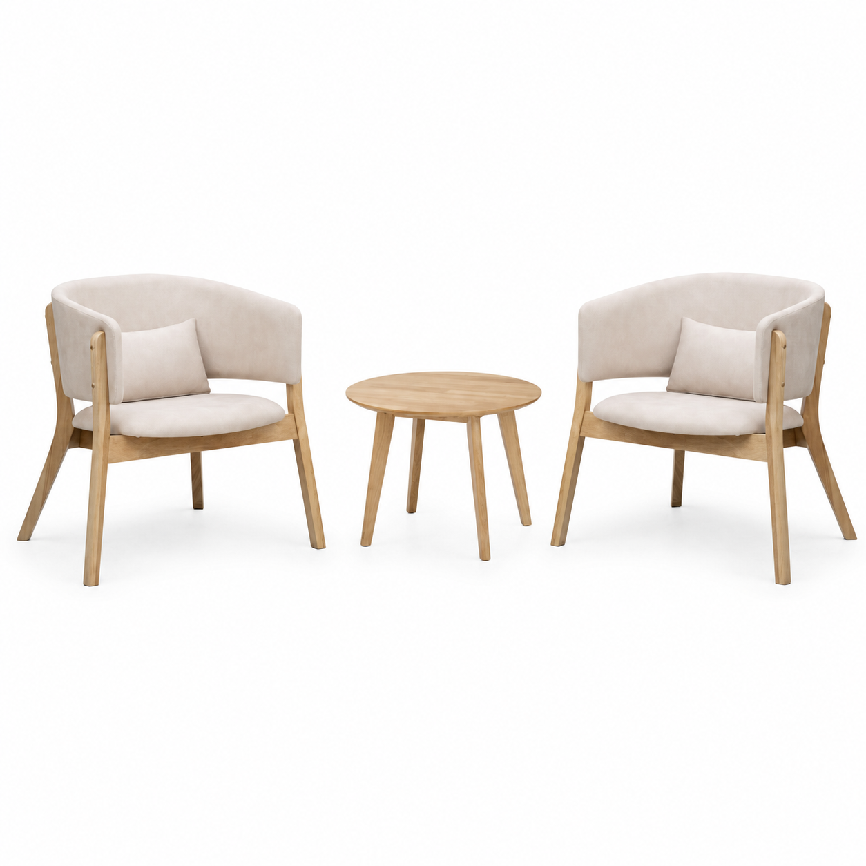 Espresso Set (2 Lounge Chair + 1 Table) Natural Oak