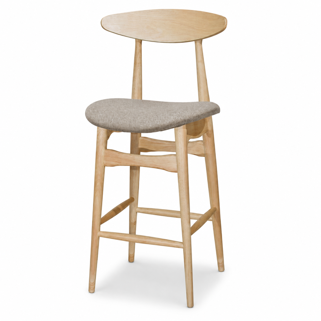 Flora Barstool - Natural Frame, Grey Fabric (SH610)