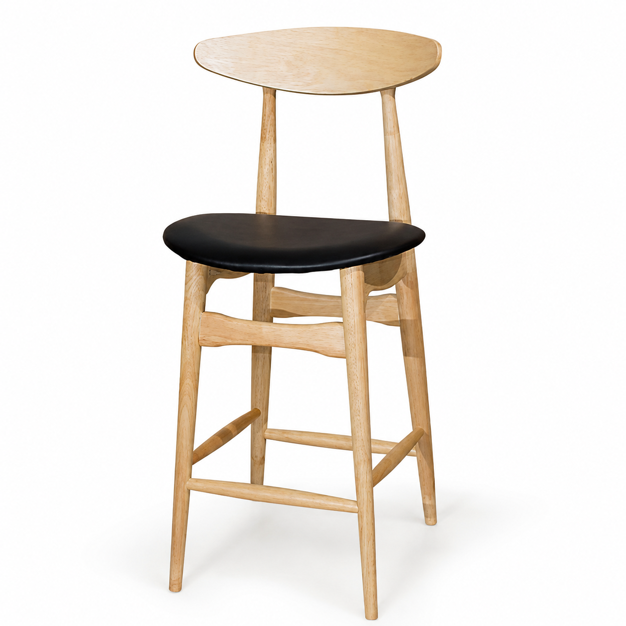 Flora Barstool - Natural Frame, Black PU (SH610)