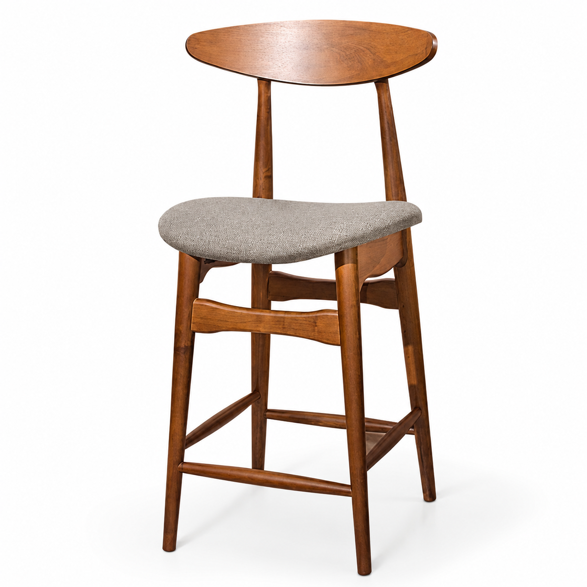 Flora Barstool - Walnut Frame, Grey Fabric (SH610)