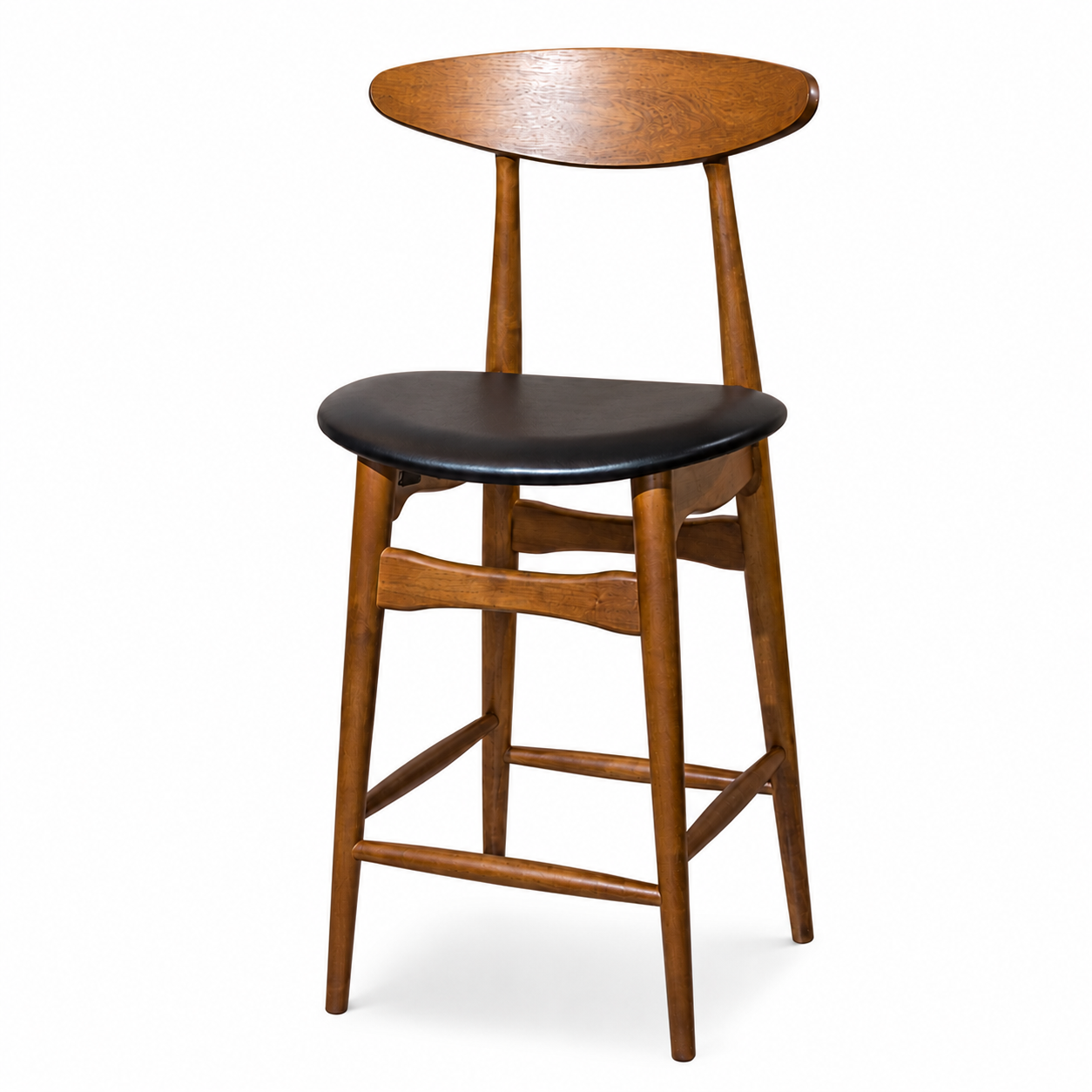 Flora Barstool - Walnut Frame, Black PU (SH610)