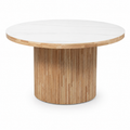 Full Muji Round Dining Table - Natural Base, Sintered Stone Top