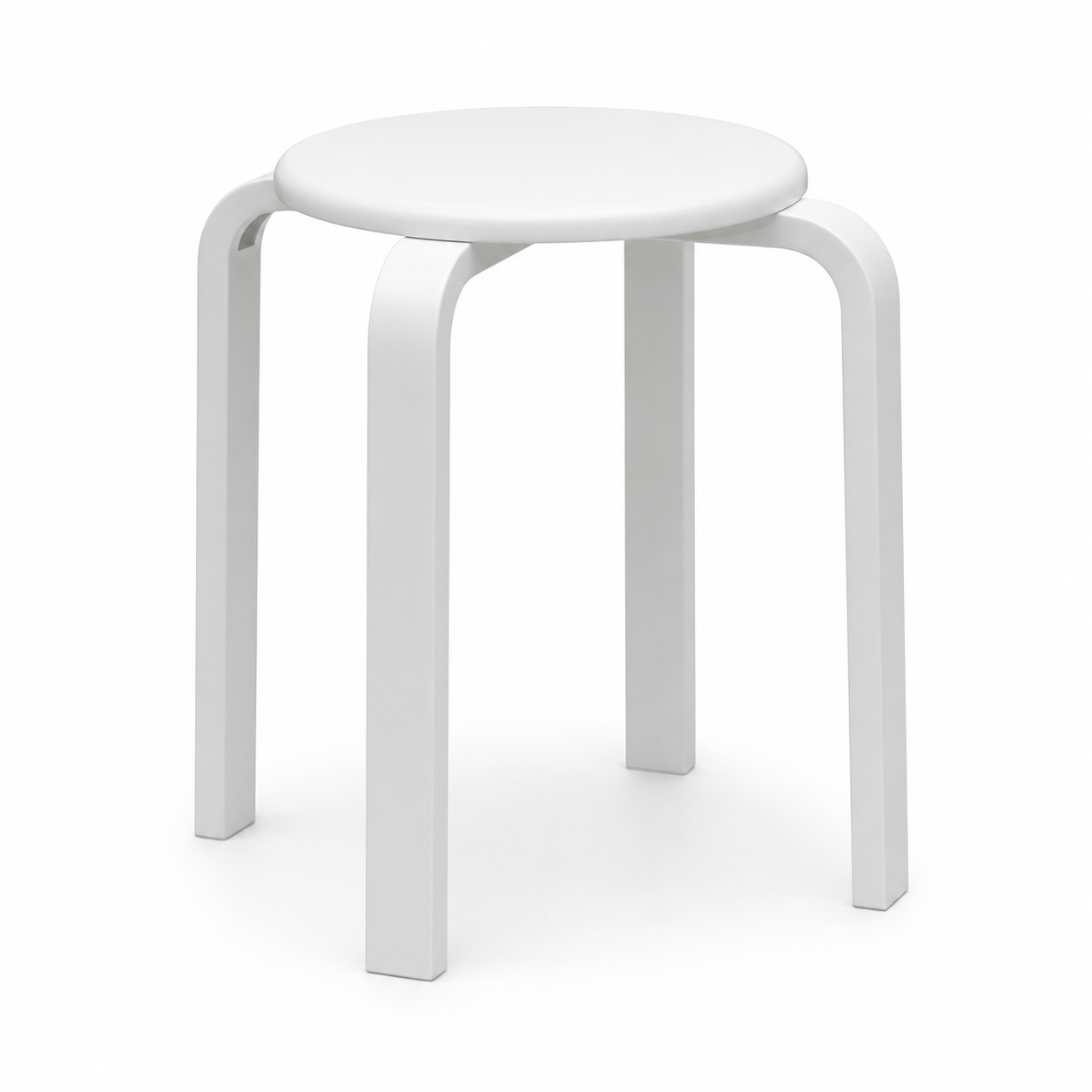 Kyoto II Bend Wood Stool - White
