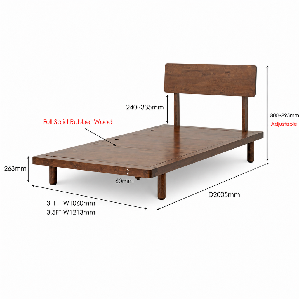 Muji Wooden Bedframe Only - Walnut (Single Size)