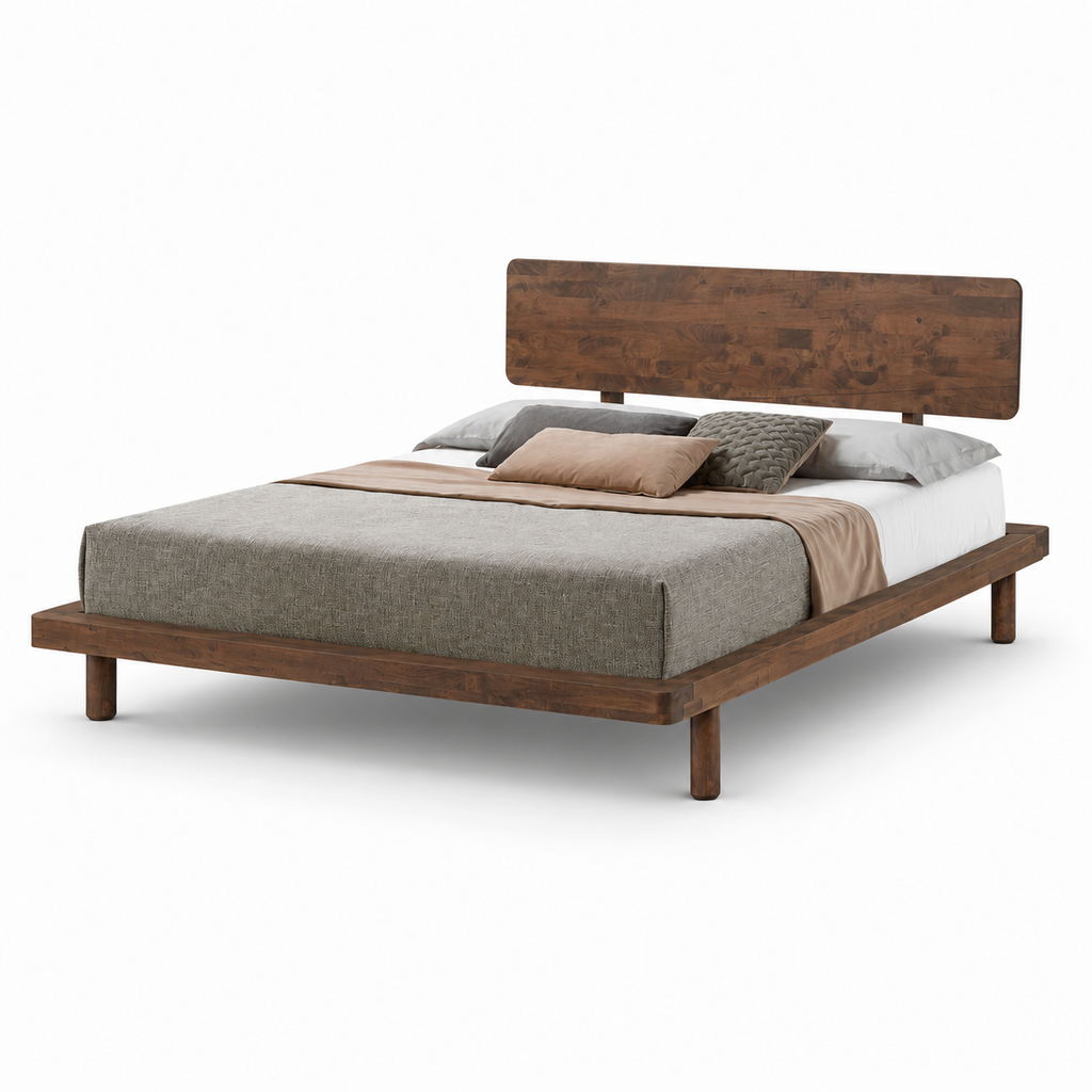 Muji Wooden Bedframe Only - Walnut (King Size)