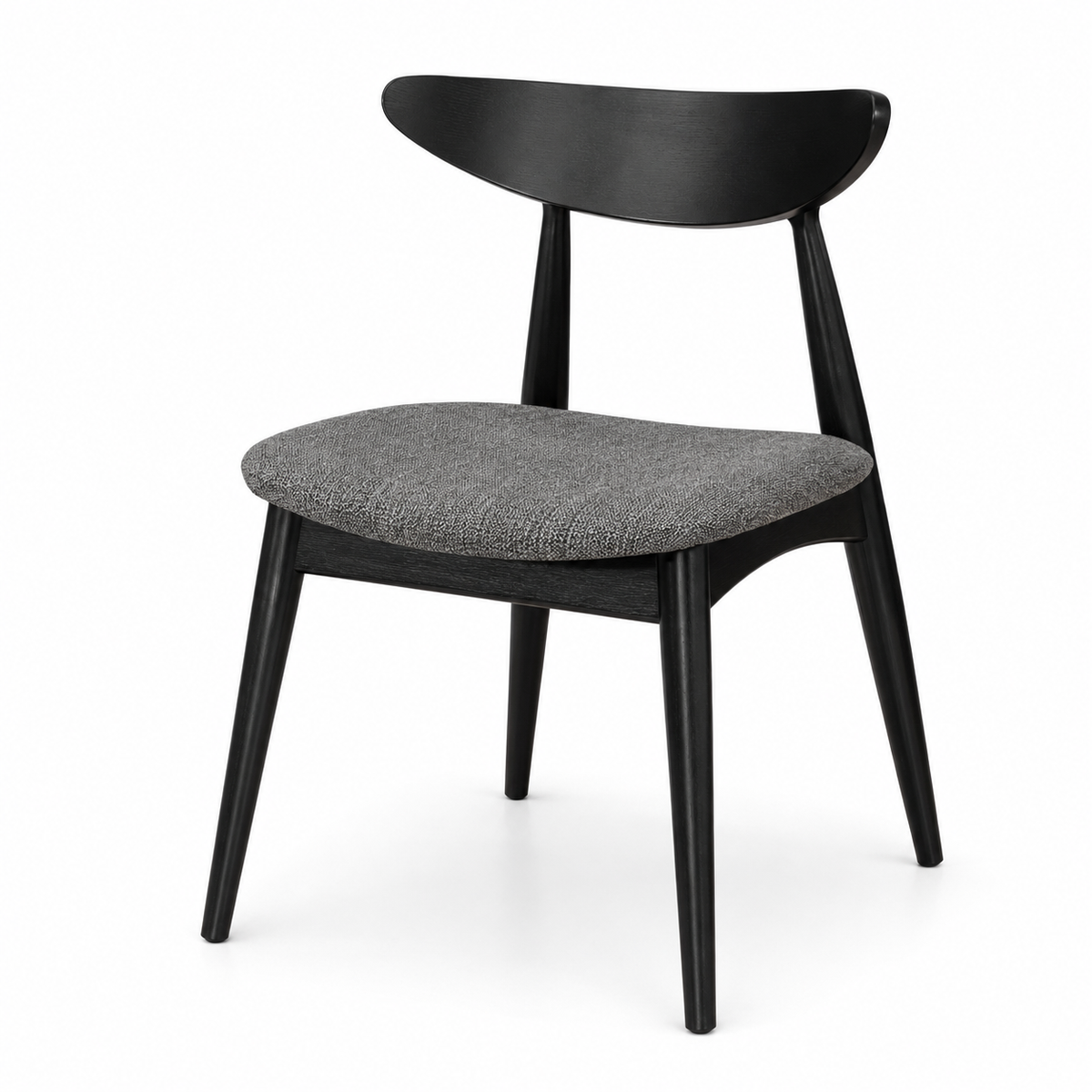 Nice Day II Dining Chair - Black Frame, Grey Fabric