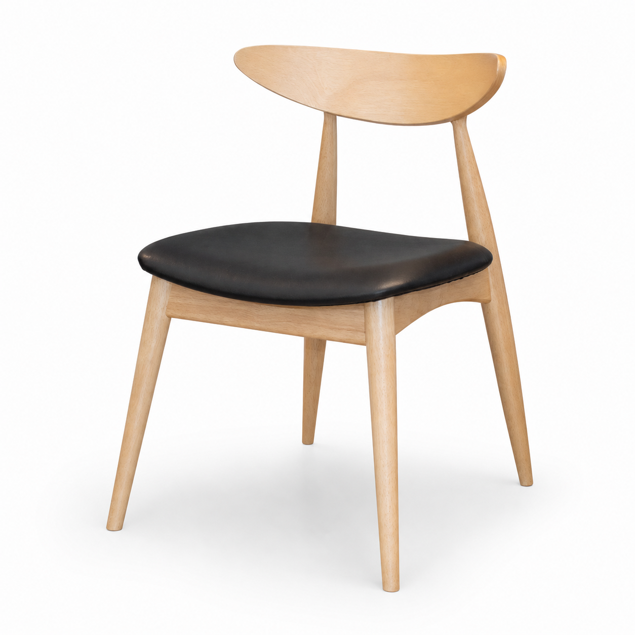 Nice Day II Dining Chair - Natural Frame, Black PU