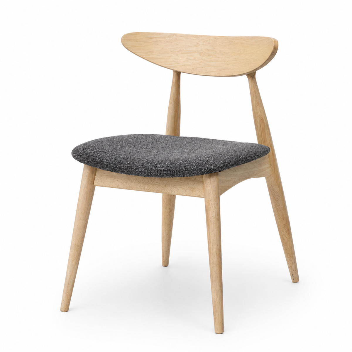 Nice Day II Dining Chair - Natural Frame, Grey Fabric