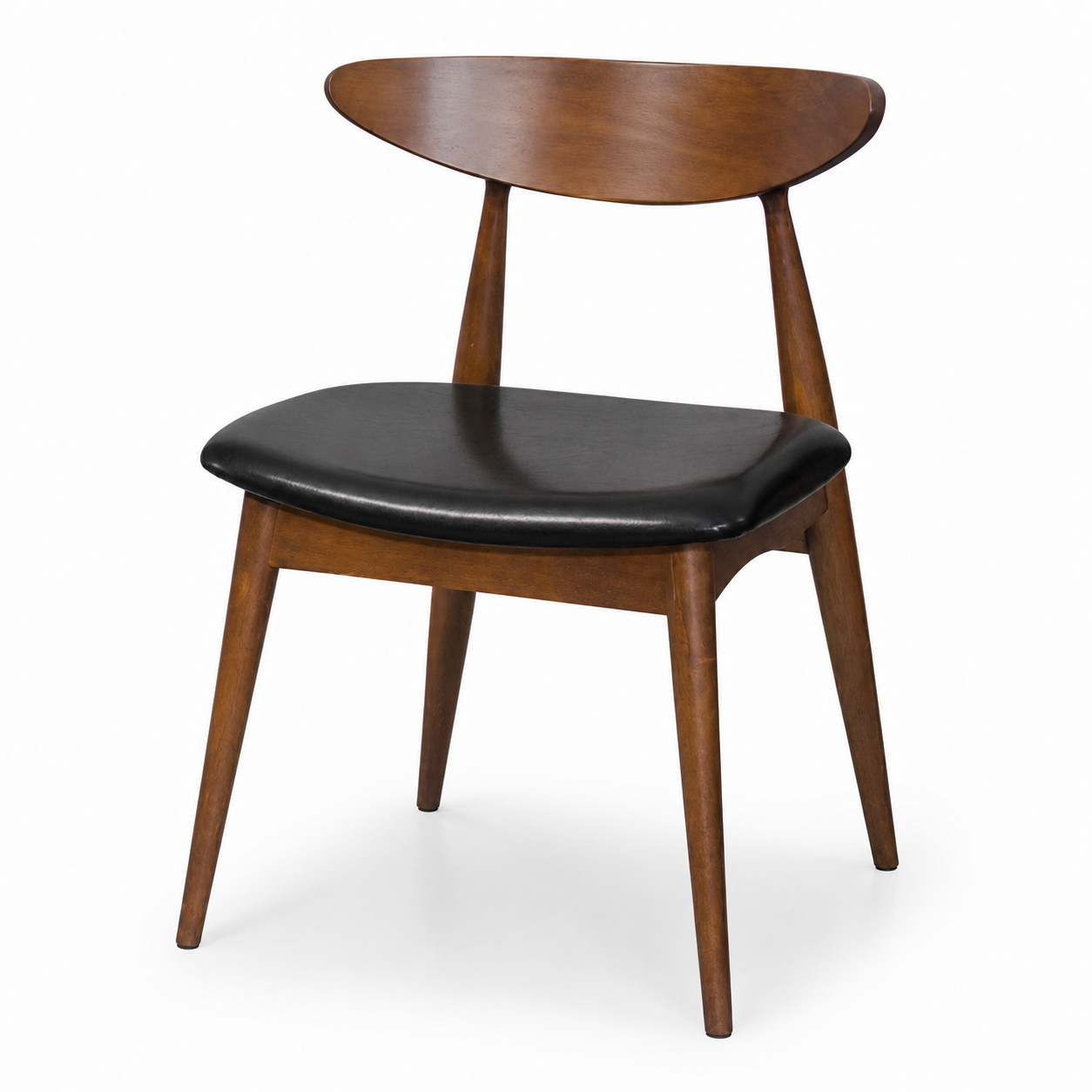 Nice Day II Dining Chair - Walnut Frame, Black PU
