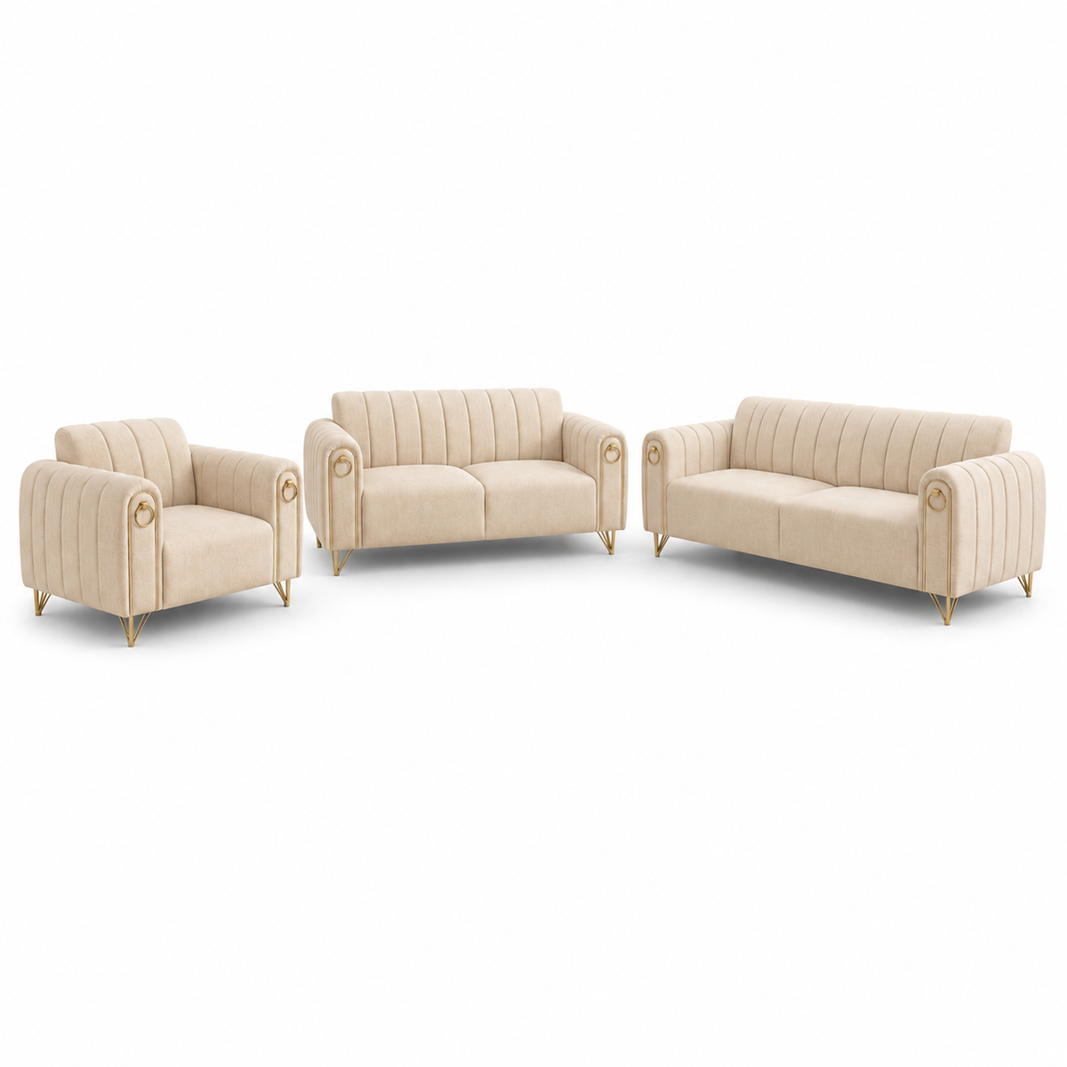 Sofa Set SF1069 1+2+3 Beige (Pets Friendly Fabric)