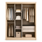 Wardrobe WY5722 Light Oak + Black Glass Strip (5x7)