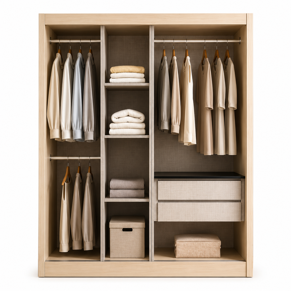 Wardrobe WY5722 Light Oak + Black Glass Strip (5x7)
