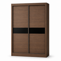 Wardrobe WY5722 Walnut Brown + Black Glass Strip (5x7)