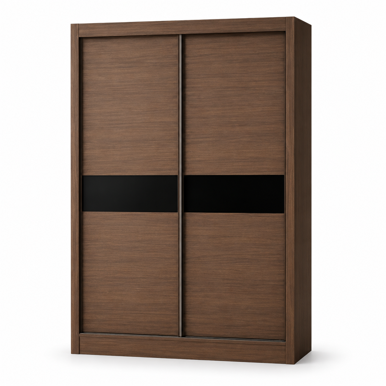Wardrobe WY5722 Walnut Brown + Black Glass Strip (5x7)