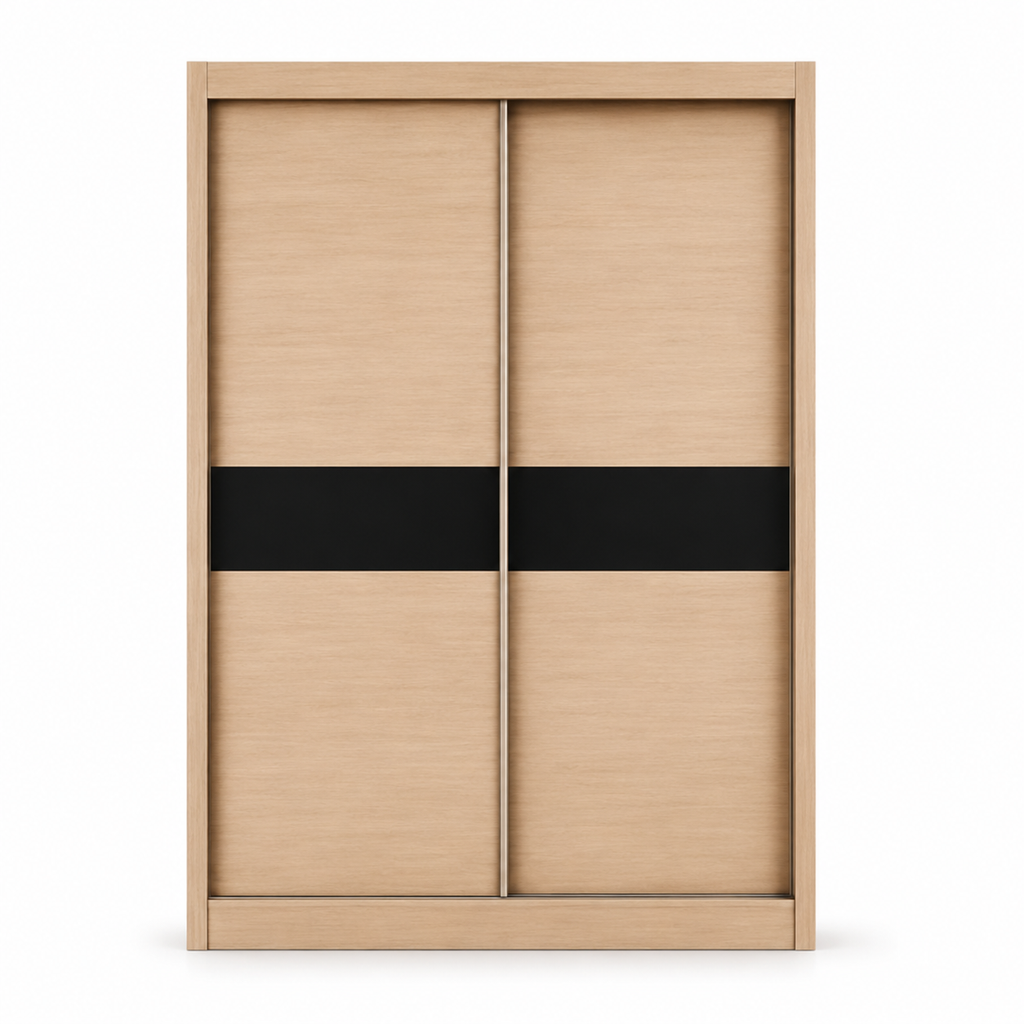 Wardrobe WY5722 Light Oak + Black Glass Strip (5x7)