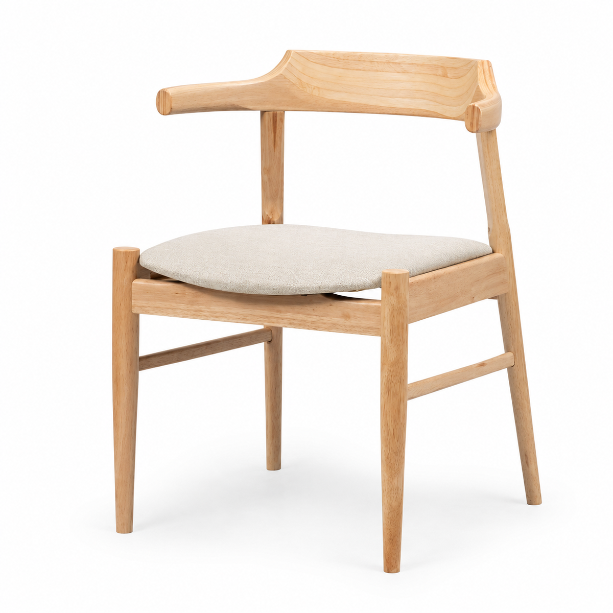 Watson Arm Chair - Natural Frame, Beige Fabric