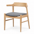 Watson Arm Chair - Natural Frame, Grey Fabric